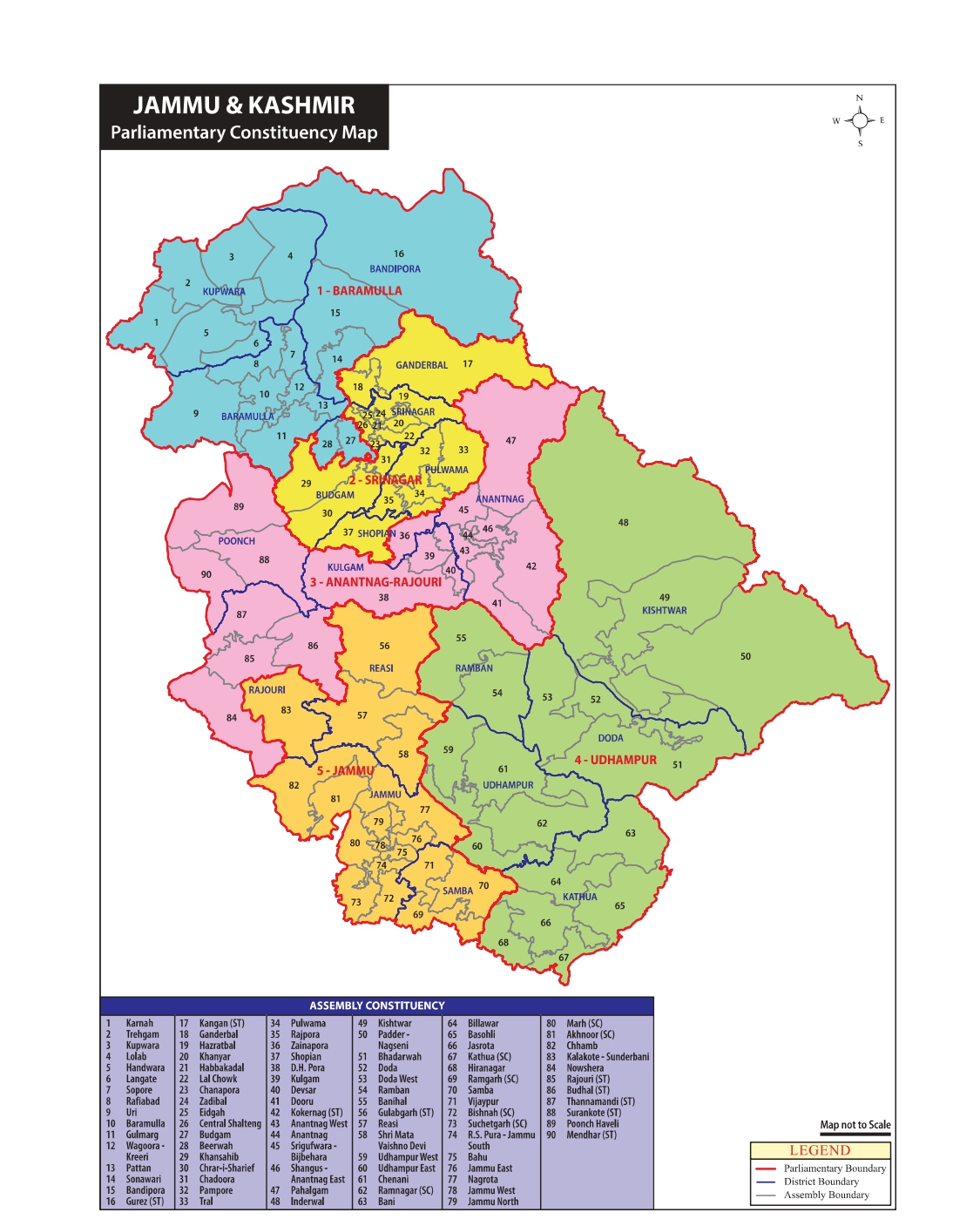 Jammu & Kashmir Parliamentary and assembly Constituency Map Source ceojk