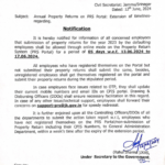 The Jammu and Kashmir Government has given a 5 days window to the employees to submit their Annual Property Returns (APRs) on the Property Return System (PRS) portal.