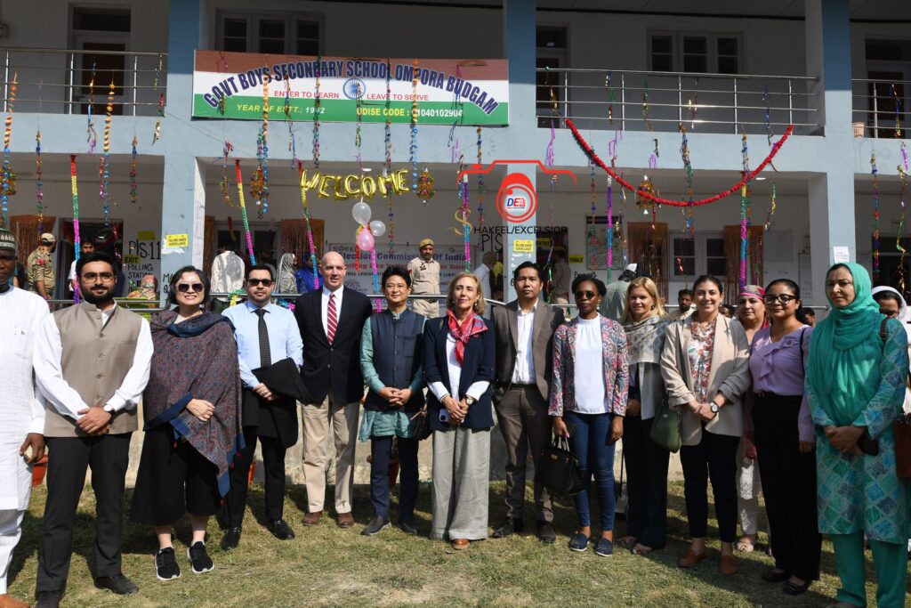 Diplomats from foreign at polling station to witness the voting during the second phase of J&K Assembly polls, in Srinagar