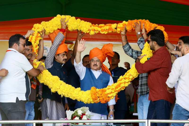 BJP National President & Union Minister Mr. J.P.Nadda  addressed a huge public meeting in Bilawar