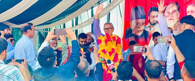 Omar Abdullah addressed workers' of JKNC convention in Shopian.