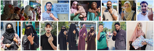 Young and female voters after voting in phase-1 of j&k assembly elections