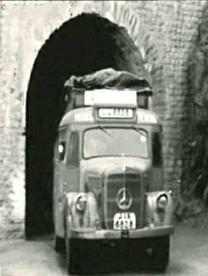 This 1959 photograph by Zigmund and Henzalka captures a nostalgic glimpse of transportation from Srinagar to Jammu, passing through the old Banihal tunnel. The image shows what many initially mistook as a truck, but it’s actually a passenger bus—an icon of travel in those days.