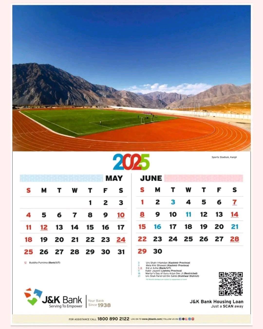 J&K Bank Calendar 2025