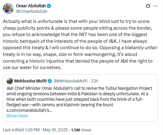 All about tulbul navigation project: strategic imperatives and the renewed political discourse in jammu & kashmir 1 Omar tweet