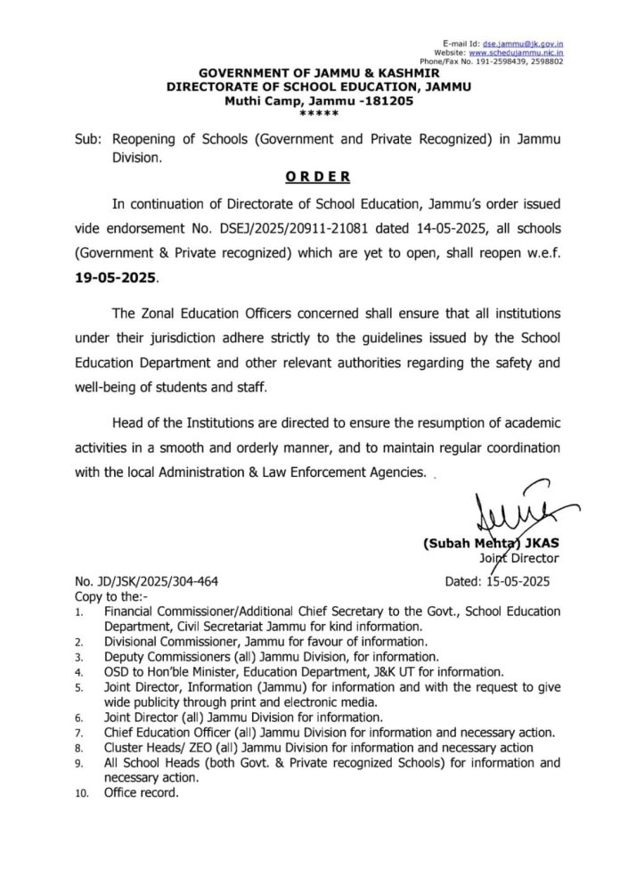 Reopening of schools in jammu division 2 School reopen