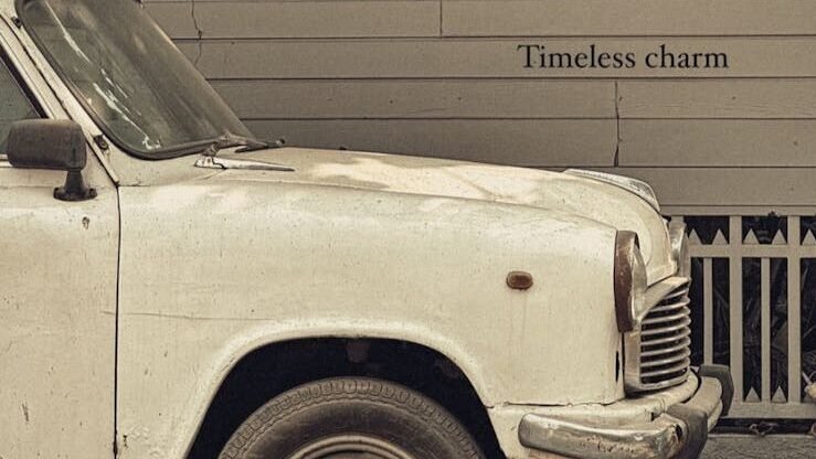 vintage car in pune street scene