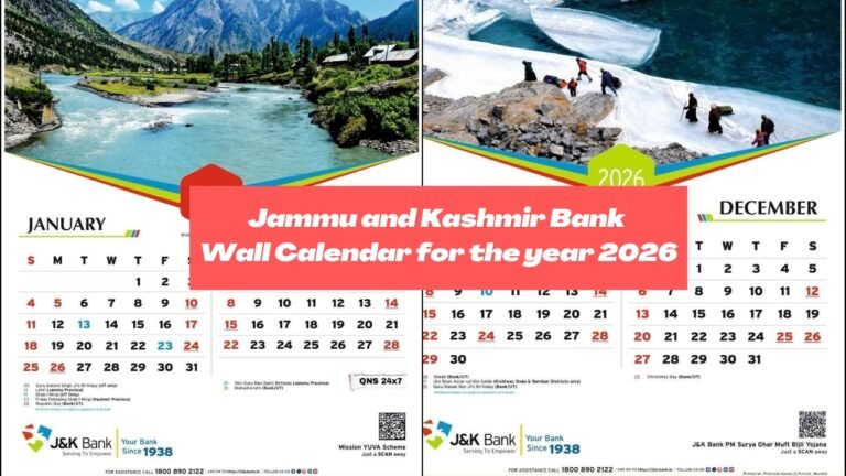 J&K Bank Calendar 2026