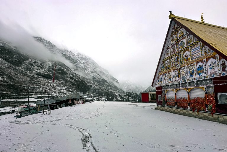 Fresh Snowfall at holy shrine of Machail Mata at Padder, Kishtwar