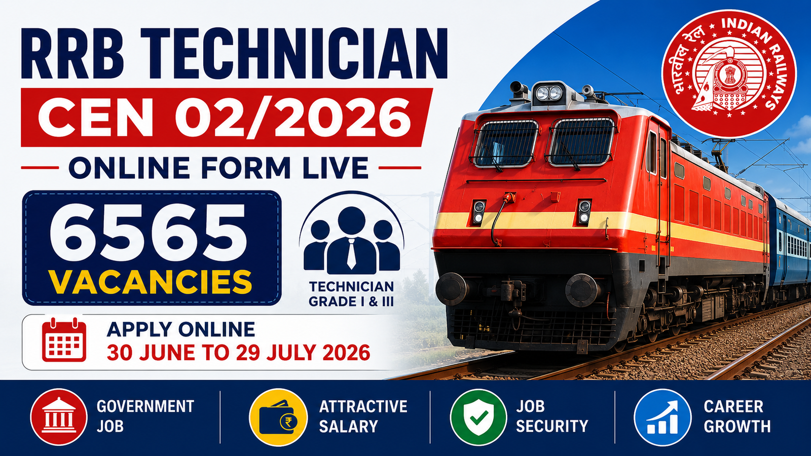RRB Technician Recruitment 2026 for 6,565 Railway Posts