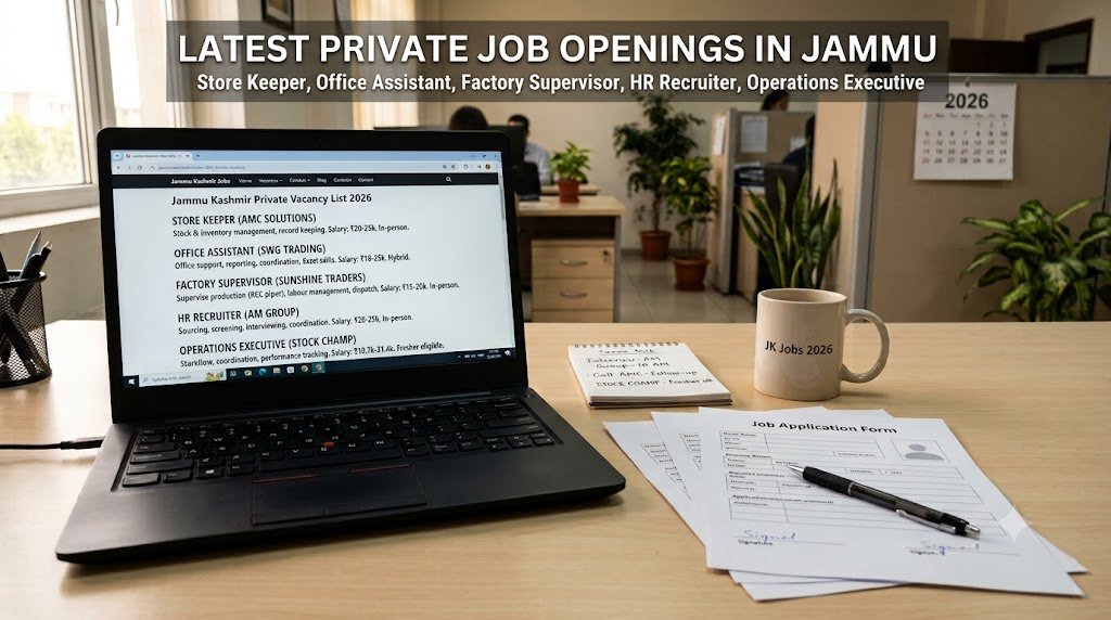 Latest private job openings in Jammu Kashmir 2026