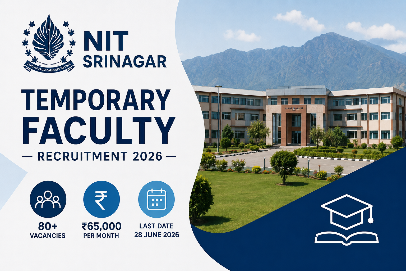 NIT Srinagar Temporary Faculty Recruitment 2026 notification for 80 teaching vacancies