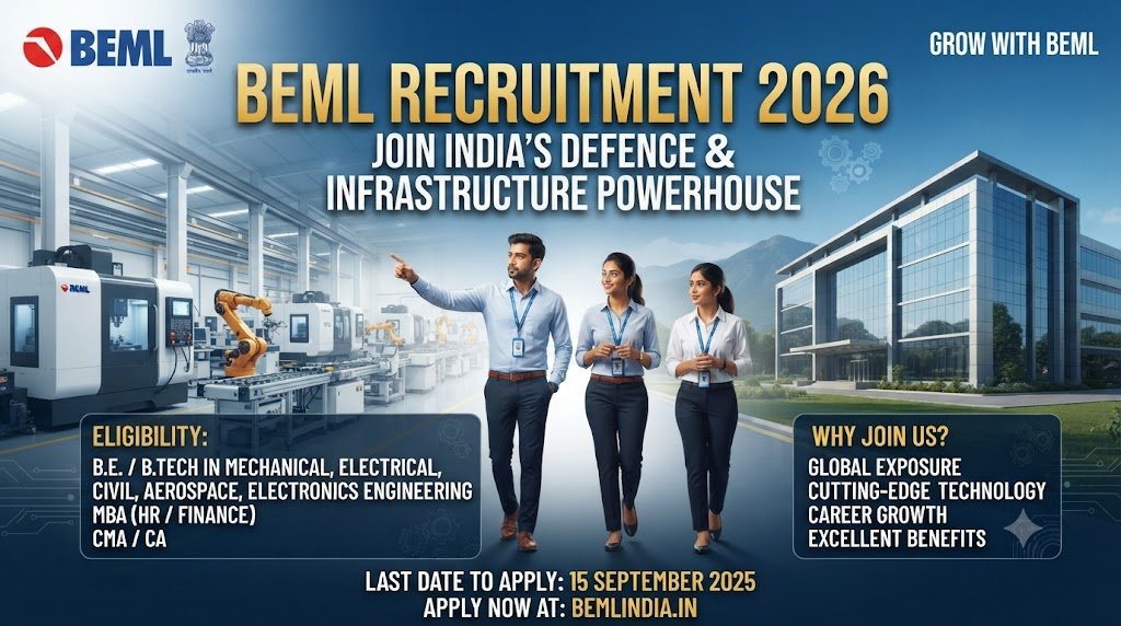 BEML Recruitment 2026 for Engineer Assistant Manager and Manager Posts