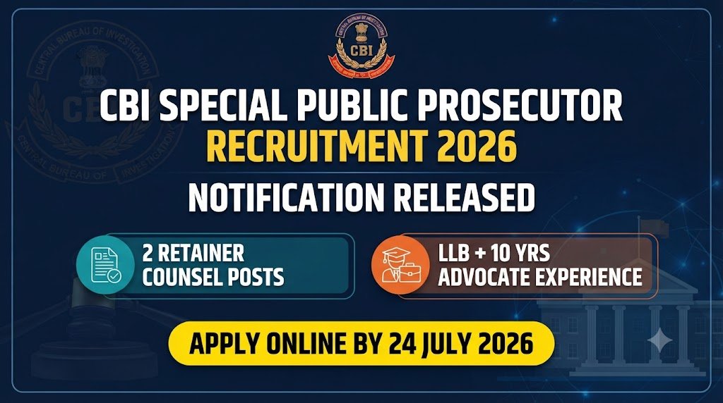 CBI Special Public Prosecutor Recruitment 2026 notification for Retainer Counsel posts