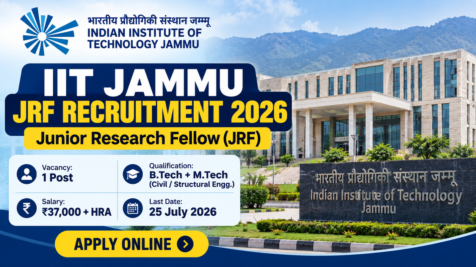 IIT Jammu JRF Recruitment 2026 notification