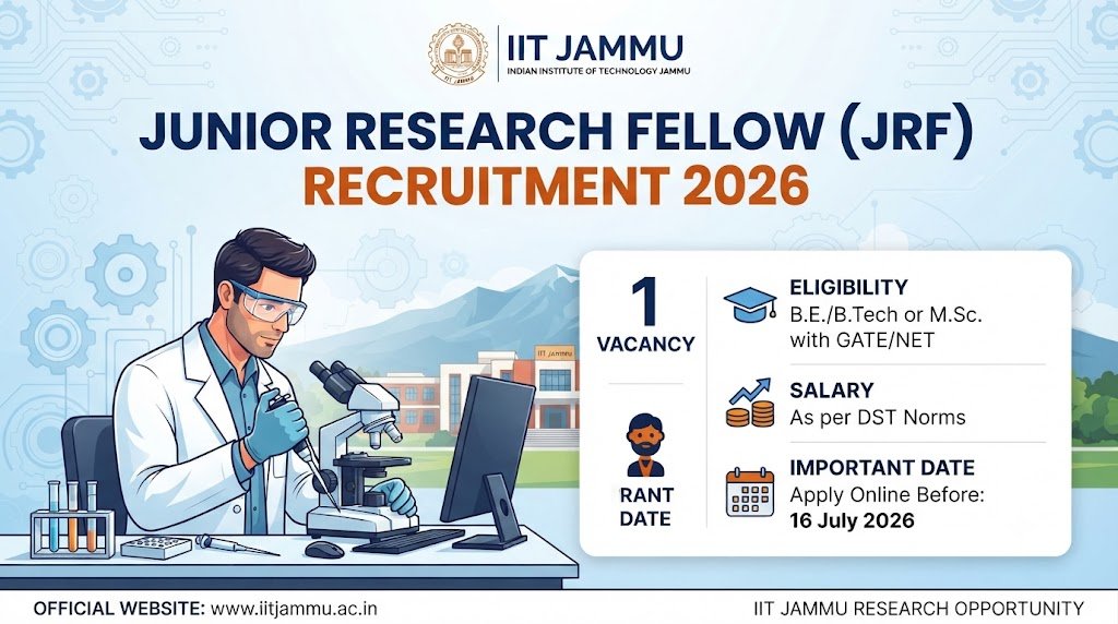 IIT Jammu Junior Research Fellow Recruitment 2026 Notification for 1 JRF Vacancy