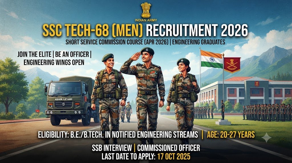 Indian Army SSC Tech 68 Men Recruitment 2026