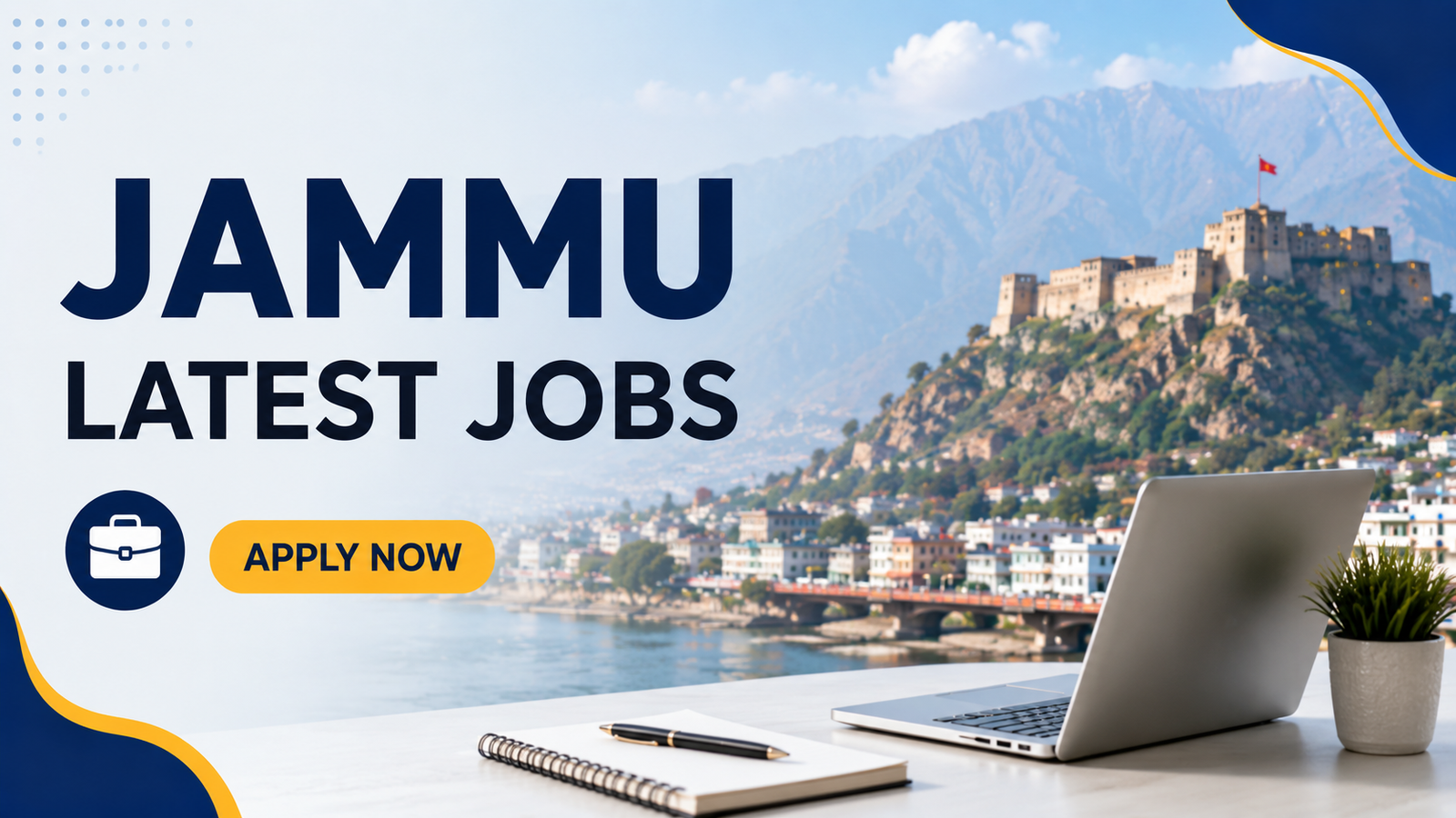 Jammu latest jobs hiring banner featuring career opportunities for freshers and experienced candidates in sales, IT, teaching, and administration sectors.