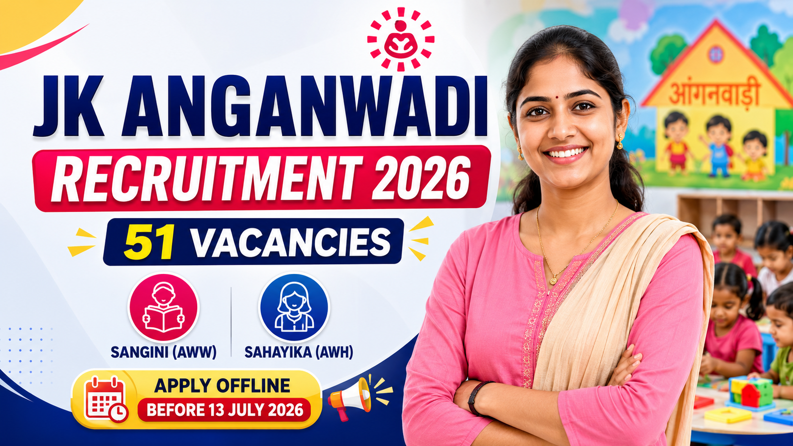 JK Anganwadi Vacancy 2026 notification for 51 Sangini and Sahayika posts