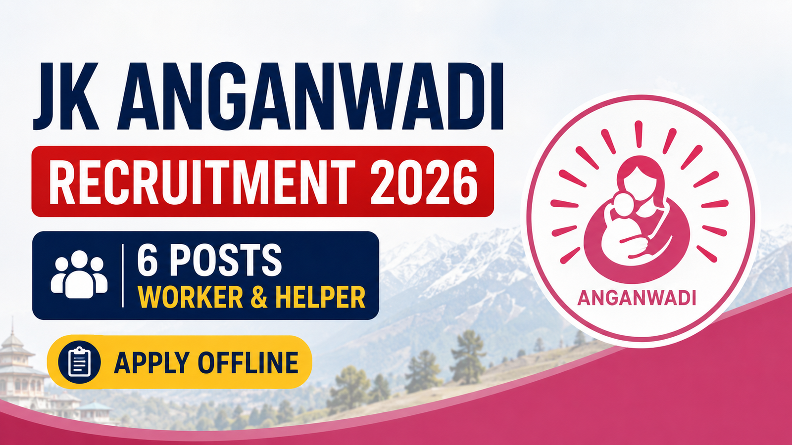 JK Anganwadi Worker Recruitment 2026 notification for 6 Worker and Helper posts