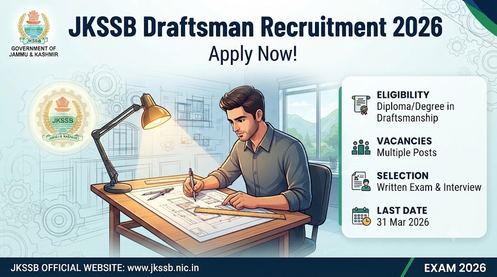JKSSB Draftsman Recruitment 2026 notification for 357 Draftsman and Works Supervisor posts in PWD Department