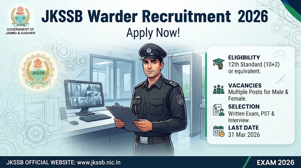 JKSSB Warder Recruitment 2026 notification for 288 Warder posts in J&K Prisons Department