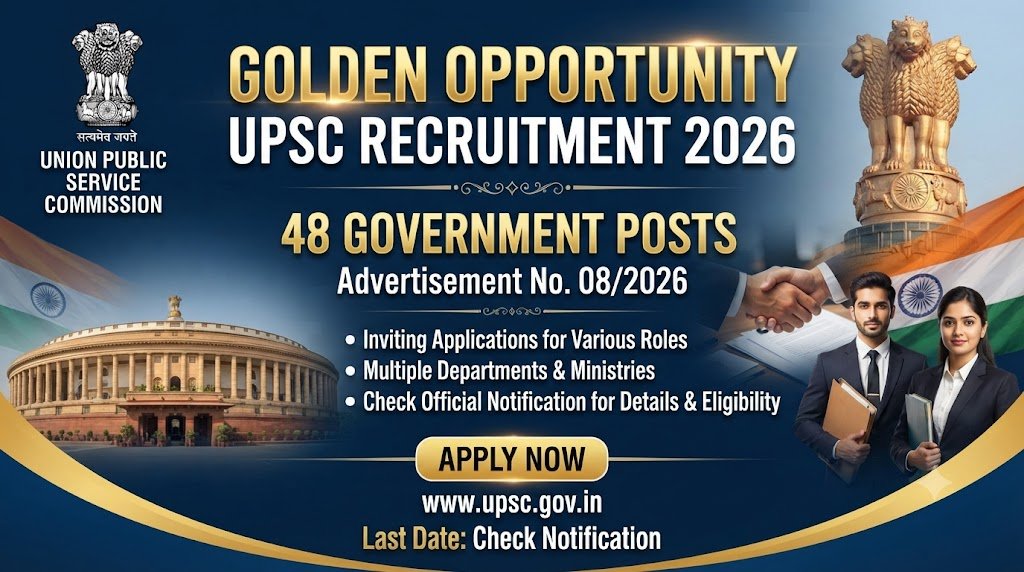 UPSC Advertisement 08/2026 Recruitment 2026 notification for 48 government vacancies