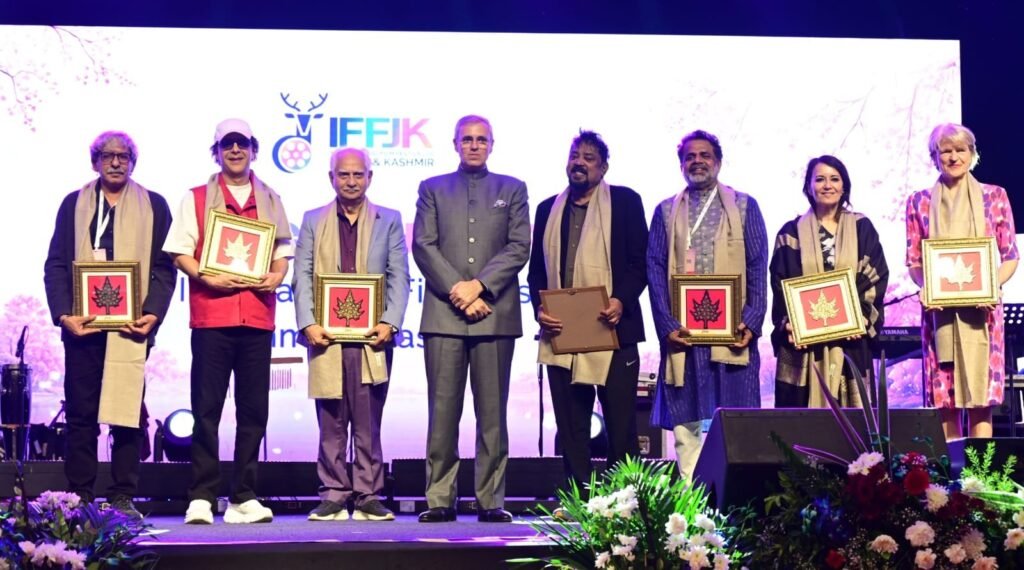 International film festival of jammu & kashmir 2026: iffjk 2026 dates, venues, awards and cinema highlights 1 Cm omar abdullah with dignitaries at the inauguration of first iffjk in srinagar.