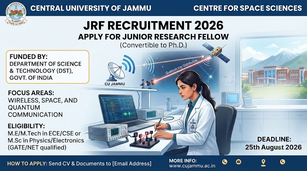 Central University of Jammu JRF Recruitment 2026 notification for Junior Research Fellow