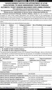 Northern railway jammu recruitment 2026: 21 atvm facilitator posts | apply offline (free application) 1 Image