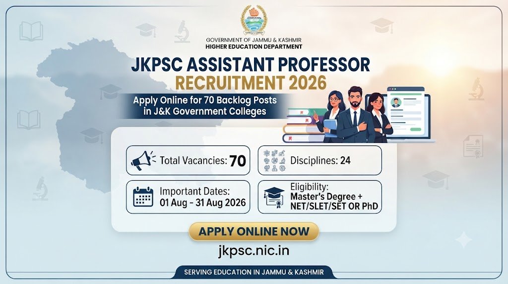 JKPSC Assistant Professor Recruitment 2026 vacancy details